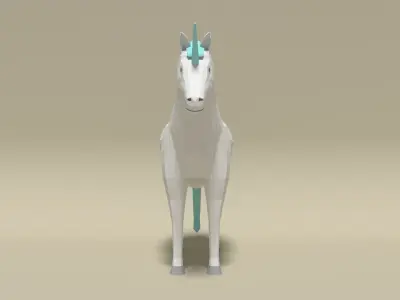 Low Poly Cartoon Unicorn Low-poly 3D model