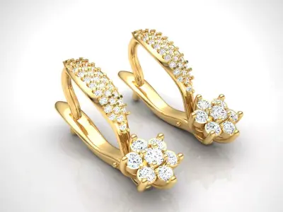 Earring E12 The luxury female earring with gems 3D print model