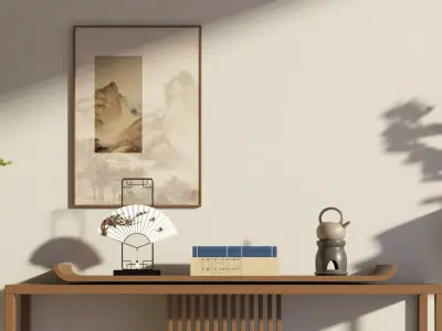 Chinese table and chair Low-poly 3D model