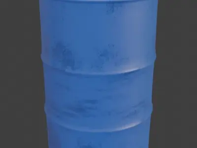 Blue Oil Barrel Low-poly 3D model