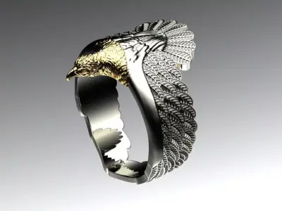 Viking Eagle Ring 3D print model