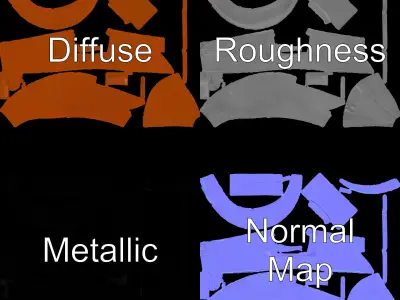 Abstract Metal Sculpture Model Pack Low-poly 3D model