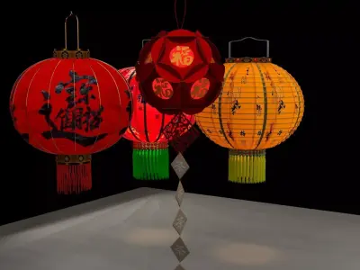 Chinese red lantern 3D model 91