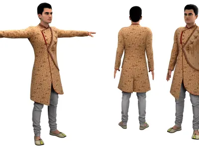 indian 3d man shalwar kameez Low-poly 3D model