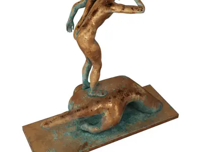 Decorative Sculpture with 3 PBR metal materials 3D model