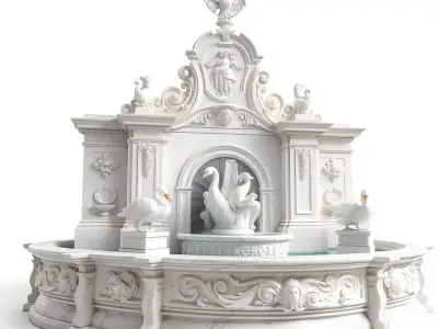 Ornate Marble Fountain model pack Low-poly 3D model