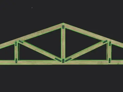 Wooden Roof Truss 04 Low-poly 3D model