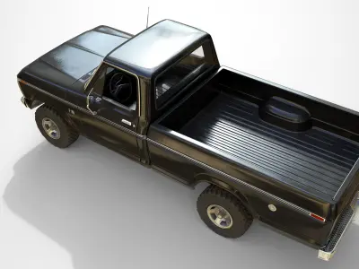 Ford Classic F100 pickup 1976 New Black Low-poly 3D model