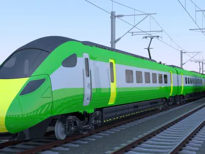 Viaduct with UK trains 3D model