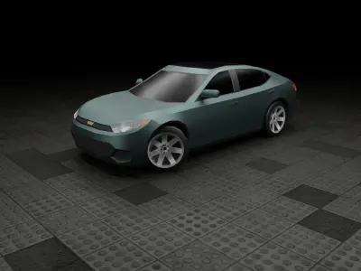 Low Poly Modern Generic Full-Sized Sedan  Low-poly 3D model
