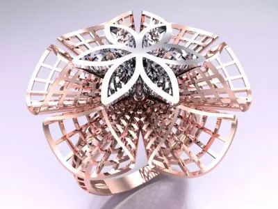  Mesh flower ring - Italian rings - Womens Rings - N5319 3D print model