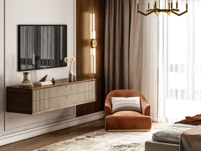 Modern luxury style bedroom 3D model