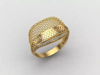 Women Ring With Stone Diamond Ready STL 3DM Models Womens Rings 3D print model