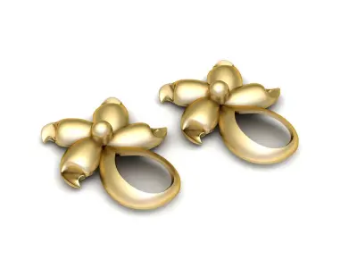 GOLD FLOWER EARRING 3D PRINTABLE MODEL 3D print model