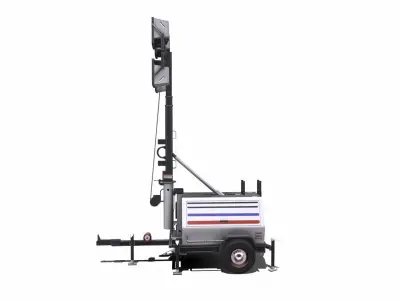 Trailer Light Tower Generator Low-poly 3D model