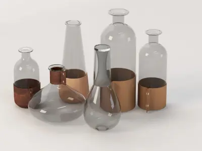 Glass And Faux Leather Vase 3D model