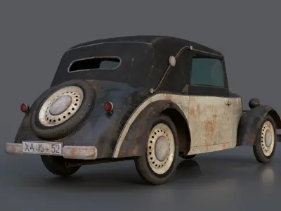 Old Rusty German Car DKW-F8 Low-poly 3D model