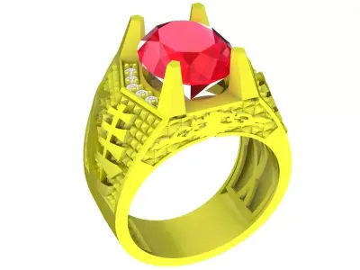 Luxury Oval Gemstone Men Ring Jewelry Model 4456 3D print model