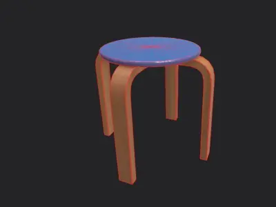 QuadStool 31cm Low-poly 3D model