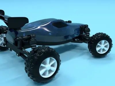 Simple RC car with working suspenshion Low-poly 3D model