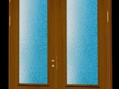 Entry door - Wood - Wrought iron 3D model