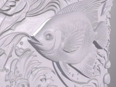 AngelFish 8 basrelief for 3D printing 3D print model