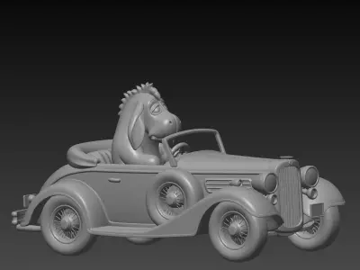 vintage car driver Eeyore 3D print model