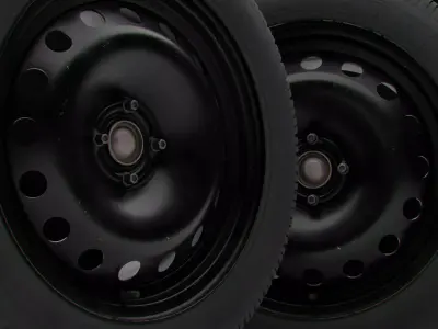 Car steel wheels with LODs Low-poly 3D model