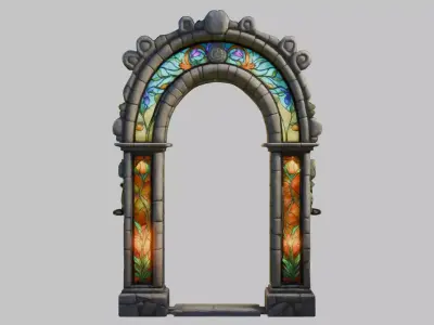 Botanical Stone Arch - Low Poly 3D Model Low-poly 3D model