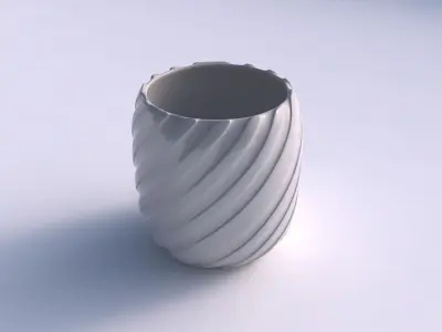 Bowl cylindrical with twisted smooth ribbons 3D print model