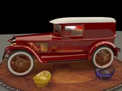 Chinese gold ingot with antique car 3D model