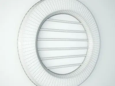 Old Iron and Wood Window Mirror 3D model