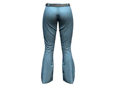 Diesel Blue Bell-Bottom Retro Denim Pants Jeans Low-poly 3D model
