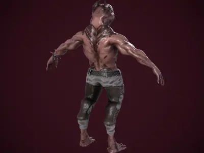 Pitbull Mutant Low-poly 3D model