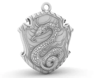 Slytherin House Shield Pendant 3D print model