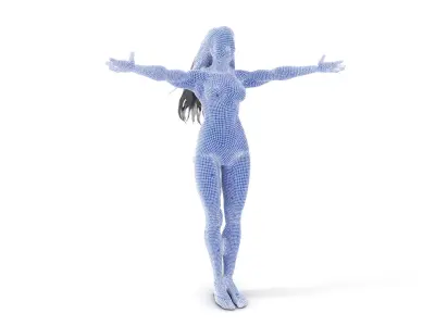 Futuristic Silver Suit Female Character Rigged and Animated Low-poly 3D model