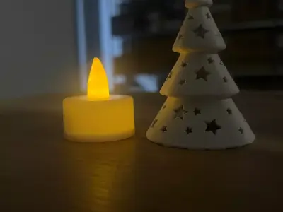 Christmas Mini House and LED Tree Lantern 3D print model
