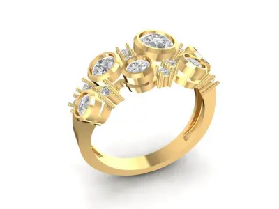 Luxury Cluster Diamond Gold Ring for Women 2339 3D print model