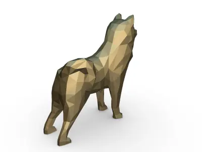 akita inu low poly 3D print model
