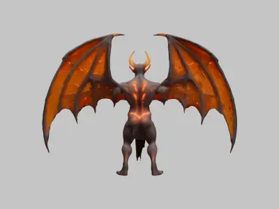 3D Model of a Winged Demon in T-Pose Low-poly 3D model