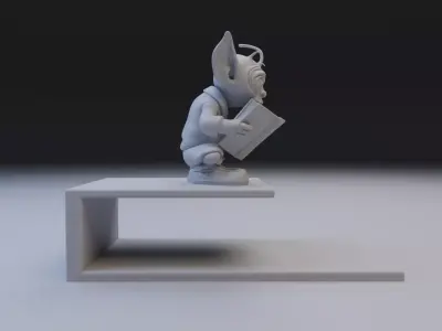 alien reading book book stand  3D print model purchase