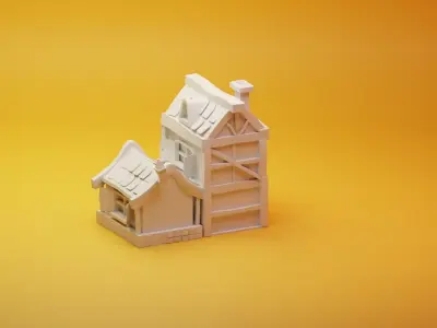cartoon village house  Free 3D model