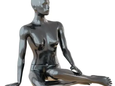 Female Black Mannequin Sitting On The Floor 3D model