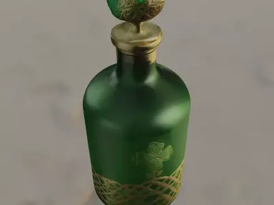 Celtic Cross Clover Bottle Low-poly 3D model