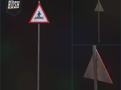 Walk Way Traffic Sign Free low-poly 3D model