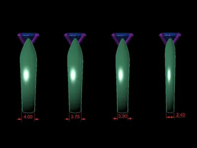 OVAL 0-75-CT 4 Shank width Sizes Quarter Round 3D Model Pack