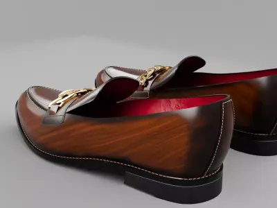 Luxury Leather Chain Loafer Shoe 3D Model 3D model