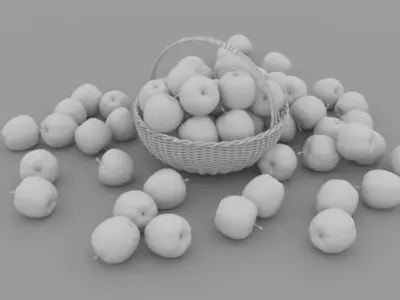  Red Apple Basket Free 3D model