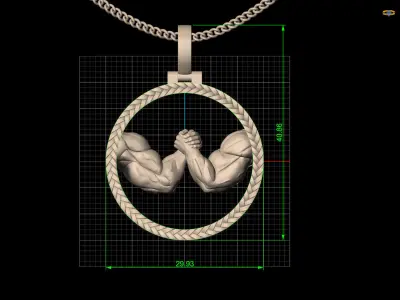 ARM WRESTLING  pendant silver gold jewelry printable 3D model 3D print model