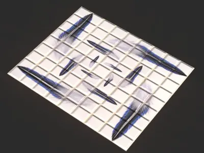 Half blue feather ceramic floor Low-poly 3D model